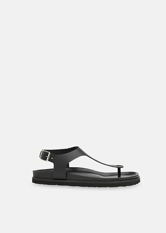 Womens Black Simmi Toe-Post Flat Leather Sandals Eur 40 / 7 Uk Women