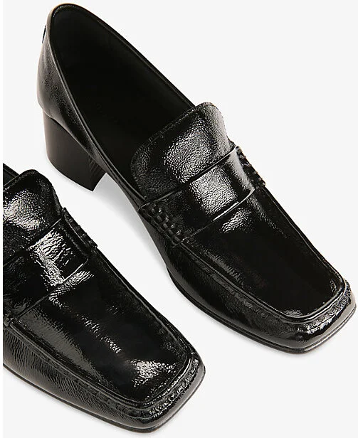 Womens Black Skye Heeled Leather Loafers Eur 36 / 3 Uk Women - Image 2