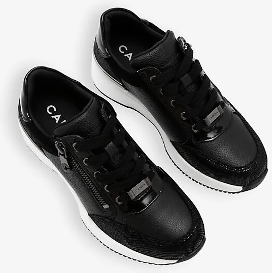 Womens Black Skyline Wedge-Sole Leather Low-Top Trainers Eur 36 / 3 Uk Women - Image 2