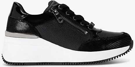 Womens Black Skyline Wedge-Sole Leather Low-Top Trainers Eur 36 / 3 Uk Women