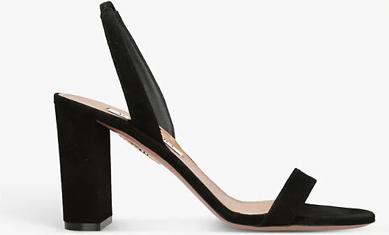 Womens Black So Nude Block-Heel Suede Sandals Eur 41 / 8 Uk Women