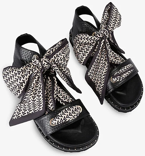 Womens Black Sorrento Scarf Faux-Leather Sandals Eur 42/ 9 Uk Women - Image 2