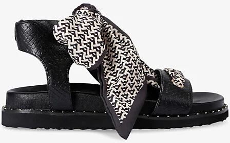 Womens Black Sorrento Scarf Faux-Leather Sandals Eur 42/ 9 Uk Women