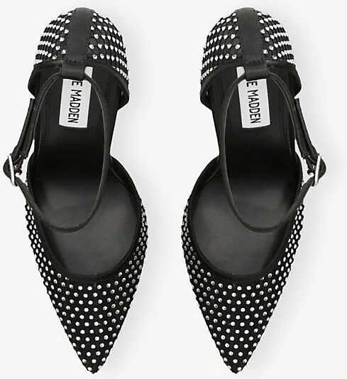 Womens Black Sparx M Charm-Embellished Heeled Woven Courts Eur 36 / 3 Uk Women - Image 2
