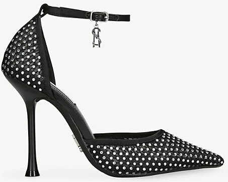 Womens Black Sparx M Charm-Embellished Heeled Woven Courts Eur 36 / 3 Uk Women