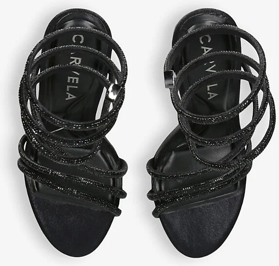 Womens Black Spiral 105 Crystal-Embellished Woven Heeled Sandals Eur 39 / 6 Uk Women - Image 2