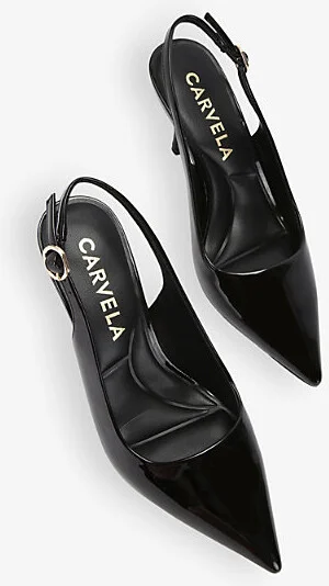 Womens Black Spirit Sling Pointed-Toe Patent-Leather Heels Eur 38/5 Uk Women - Image 2