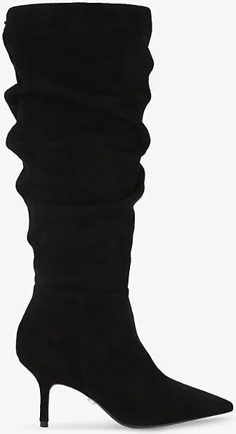 Womens Black Spirit Slouch Suede Heeled Knee-High Boots Eur 38/5 Uk Women