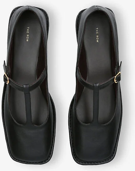 Womens Black Square T-Bar Leather Pumps Eur 36 / 3 Uk Women - Image 2