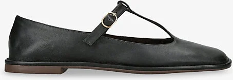 Womens Black Square T-Bar Leather Pumps Eur 36 / 3 Uk Women