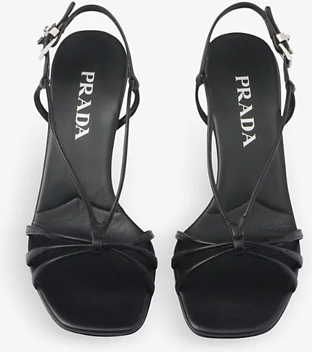 Womens Black Square-Toe Strap Leather Sandals Eur 39.5 / 6.5 Uk Women - Image 2
