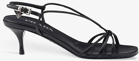 Womens Black Square-Toe Strap Leather Sandals Eur 39.5 / 6.5 Uk Women