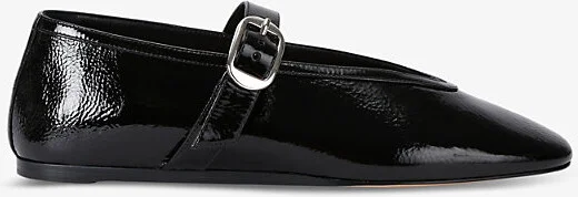 Womens Black Stella Pointed-Vamp Patent-Leather Mary-Jane Flats Eur 39 / 6 Uk Women