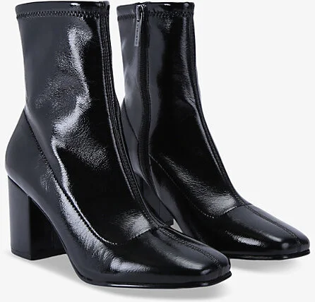 Womens Black Strut Heeled Patent-Faux Leather Ankle Boots Eur 40 / 7 Uk Women - Image 2