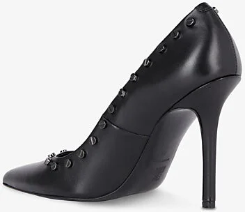 Womens Black Stud-Embellished Stiletto-Heel Leather Court Shoes Eur 38/5 Uk Women - Image 2