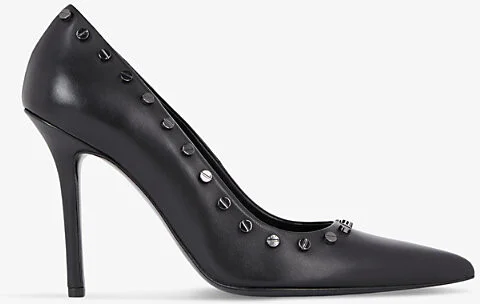 Womens Black Stud-Embellished Stiletto-Heel Leather Court Shoes Eur 38/5 Uk Women