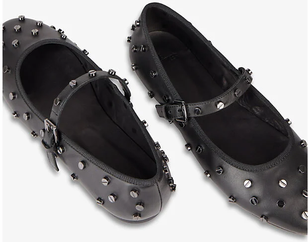 Womens Black Studded Leather Pumps Eur 41 / 8 Uk Women - Image 2