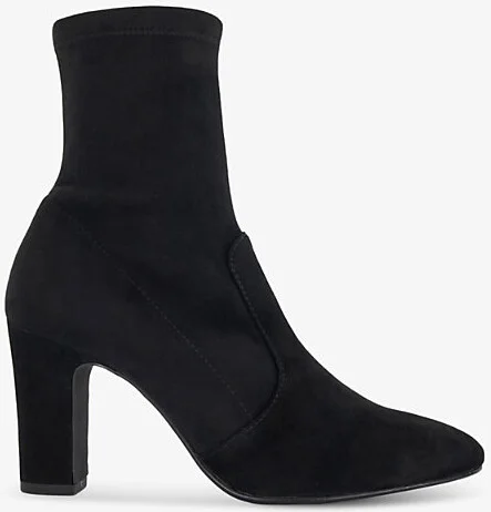 Womens Black Suede Mix Optilly Slip-On Heeled Suede Ankle Boots Eur 38/5 Uk Women