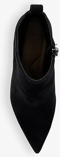 Womens Black Suede Obsessively Logo-Badge Stiletto-Heel Suede Ankle Boots Eur 39 / 6 Uk Women - Image 2