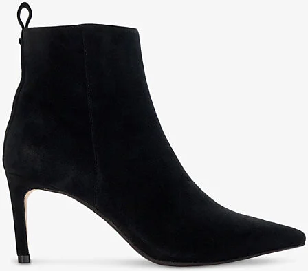 Womens Black Suede Obsessively Logo-Badge Stiletto-Heel Suede Ankle Boots Eur 39 / 6 Uk Women