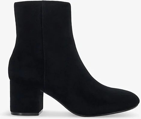 Womens Black Suede Ottack Block-Heel Suede Ankle Boots Eur 40 / 7 Uk Women