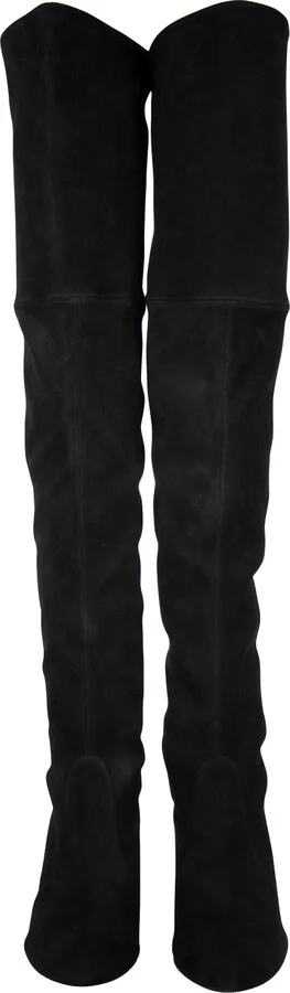 Women's Black Suede Solid Tiemodel Over-The-Knee Boot - Image 6