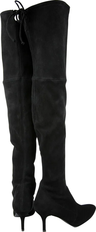 Women's Black Suede Solid Tiemodel Over-The-Knee Boot - Image 9