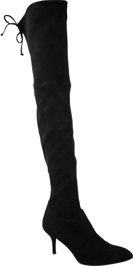 Women's Black Suede Solid Tiemodel Over-The-Knee Boot - Image 11