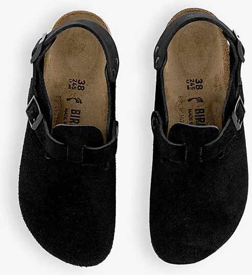 Womens Black Suede Tokio Logo-Embossed Suede Slingback Clogs Eur 39 / 6 Uk Women - Image 2