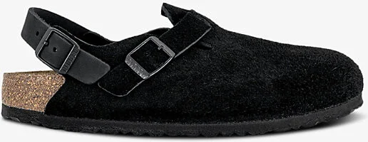 Womens Black Suede Tokio Logo-Embossed Suede Slingback Clogs Eur 39 / 6 Uk Women