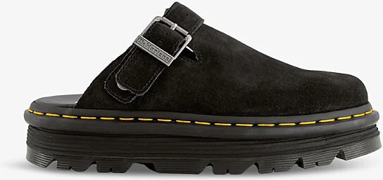 Womens Black Suede Zebzag Platform Suede Mules Eur 37 / 4 Uk Women
