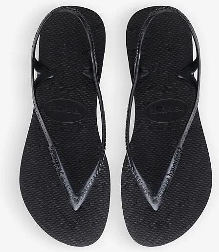 Womens Black Sunny II Slingback Rubber Sandals 3/4 - Image 2