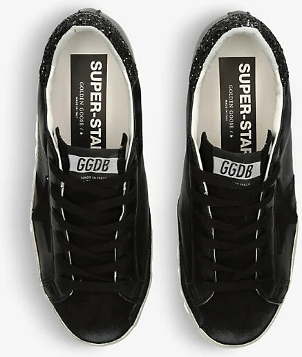 Womens Black Super-Star Suede Star-Patch Leather Trainers Eur 40 / 7 Uk Women - Image 2