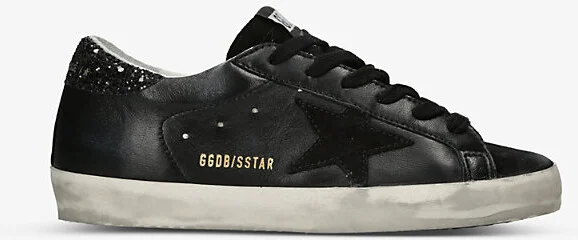 Womens Black Super-Star Suede Star-Patch Leather Trainers Eur 40 / 7 Uk Women