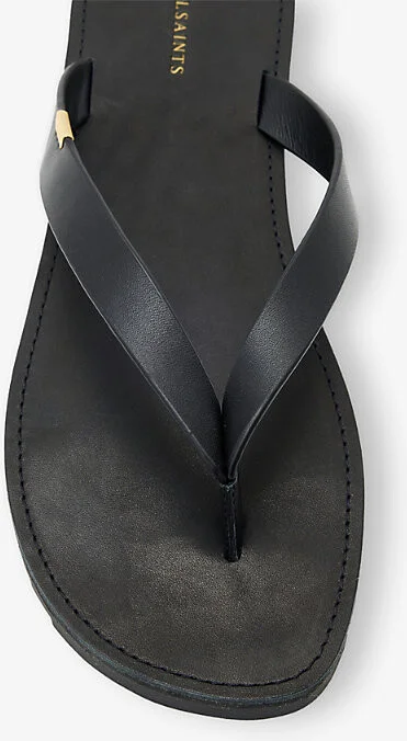 Womens Black Sydney Leather Flip-Flops Eur 40 / 7 Uk Women - Image 2
