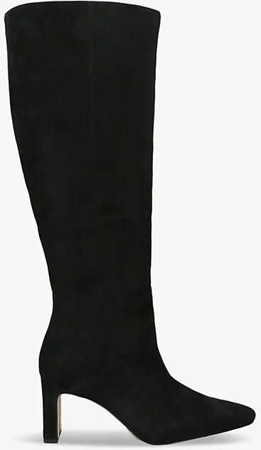 Womens Black Sylvia Knee-High Suede Heeled Boots Eur 38/5 Uk Women