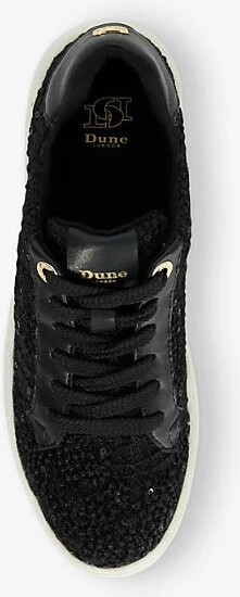 Womens Black Synthetic Episode Sequin-Embellished Woven Flatform Low-Top Trainers Eur 38/5 Uk Women - Image 2