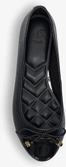 Womens Black Synthetic Patent Hallo Bow-Embellished Patent-Leather Ballet Flats Eur 37 / 4 Uk Women - Image 2