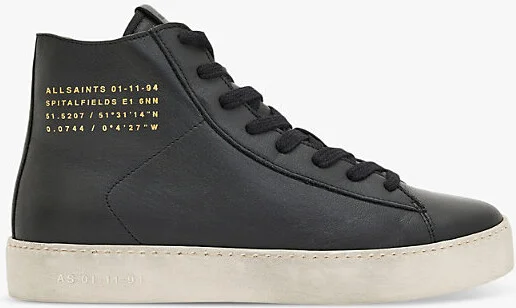 Womens Black Tana Leather High-Top Trainers Eur 41 / 8 Uk Women
