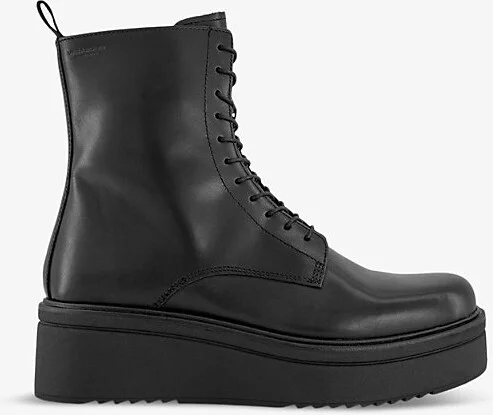 Womens Black Tara Lace-Up Leather Boots Eur 40 / 7 Uk Women