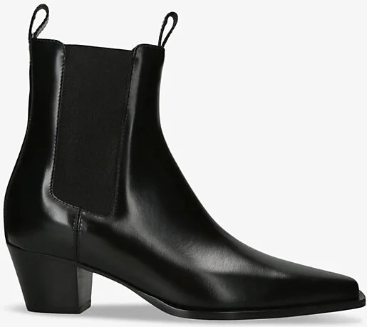 Womens Black The City Leather Heeled Ankle Boots Eur 38/5 Uk Women