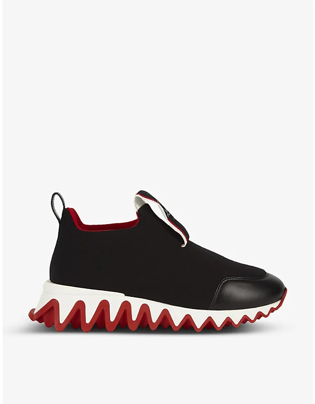 Womens Black Tiketa Run Leather and Mesh Trainers Eur 40.5 / 7.5 Uk Women