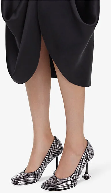 Womens Black Toy 90 Sculpted-Heel Crystal-Embellished Leather Pumps Eur 40 / 7 Uk Women - Image 2