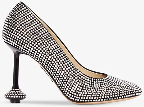 Womens Black Toy 90 Sculpted-Heel Crystal-Embellished Leather Pumps Eur 40 / 7 Uk Women