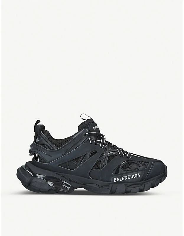 Womens Black Track Nylon and Mesh Trainers Eur 42/ 9 Uk Women