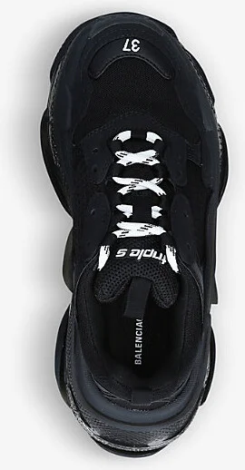 Womens Black Triple S Leather and Mesh Mid-Top Trainers Eur 35 / 2 Uk Women - Image 2
