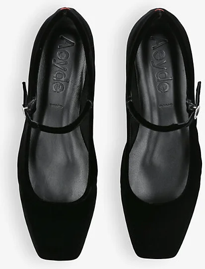 Womens Black Uma Square-Toe Velvet Mary Jane Flats Eur 40 / 7 Uk Women - Image 2