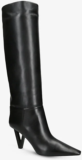 Womens Black V2025 85 Leather Heeled Knee-High Boots Eur 37 / 4 Uk Women - Image 2