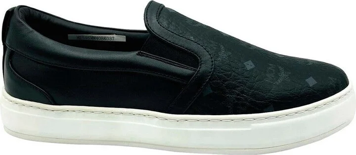 Women's Black Visetos Logo Low Top Slip On Sneaker MES9SMM40BK - Image 2