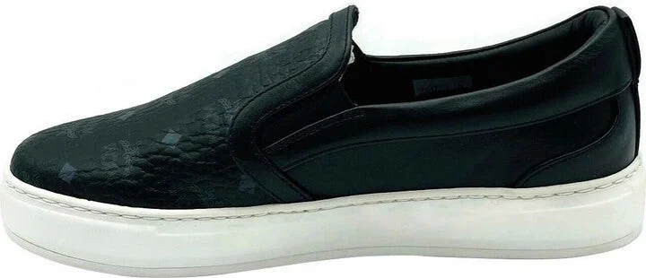 Women's Black Visetos Logo Low Top Slip On Sneaker MES9SMM40BK - Image 9